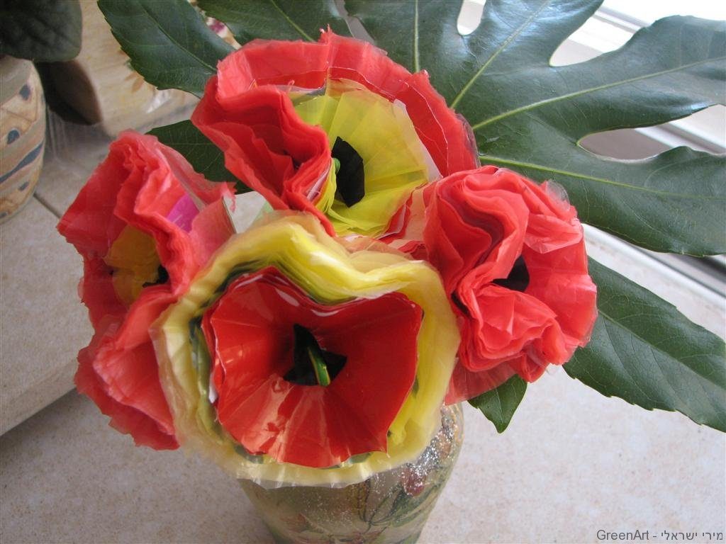 פרחים משקיות ניילון צבעוניות