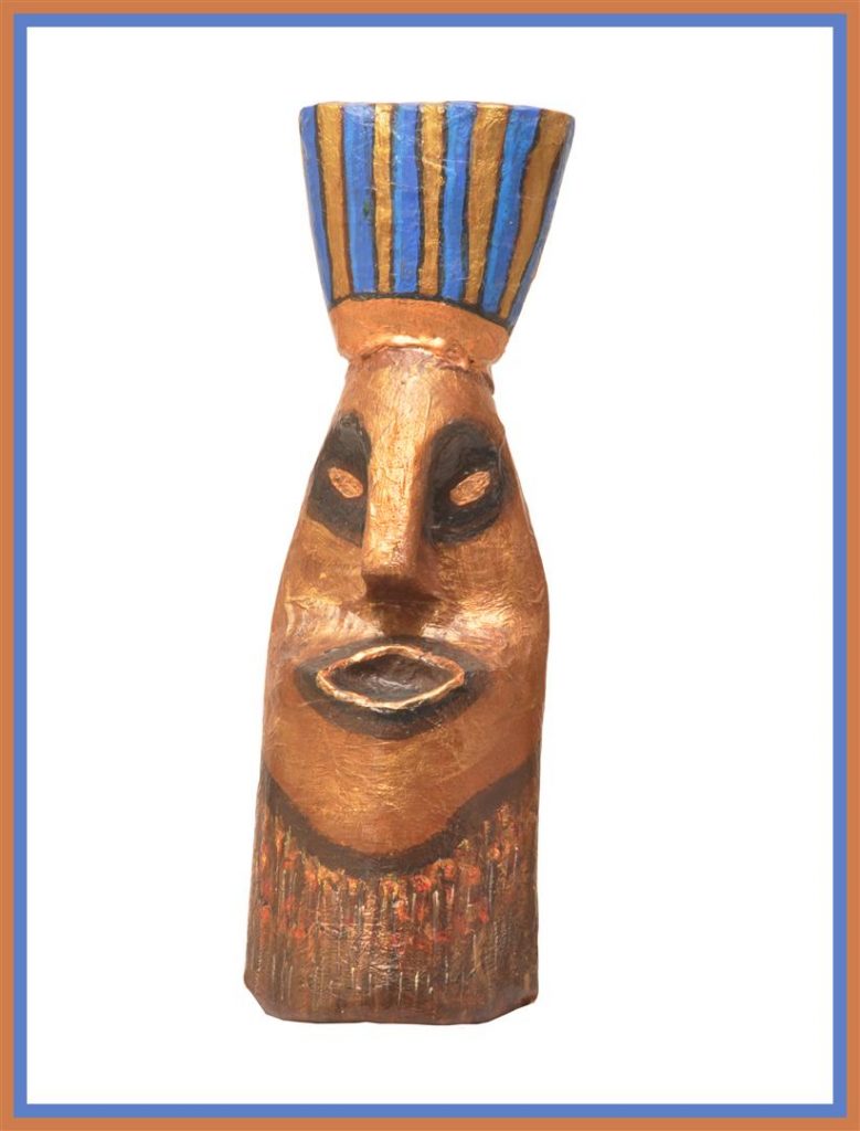 בקבוק פלסטיק שהפך למסכה אפריקאית- אומנות אקולוגית