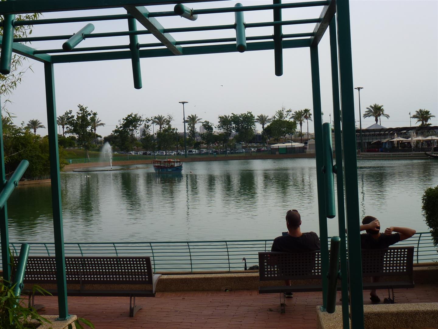מבט אל האגם שבפארק רעננה מול גן הריחות והצלילים