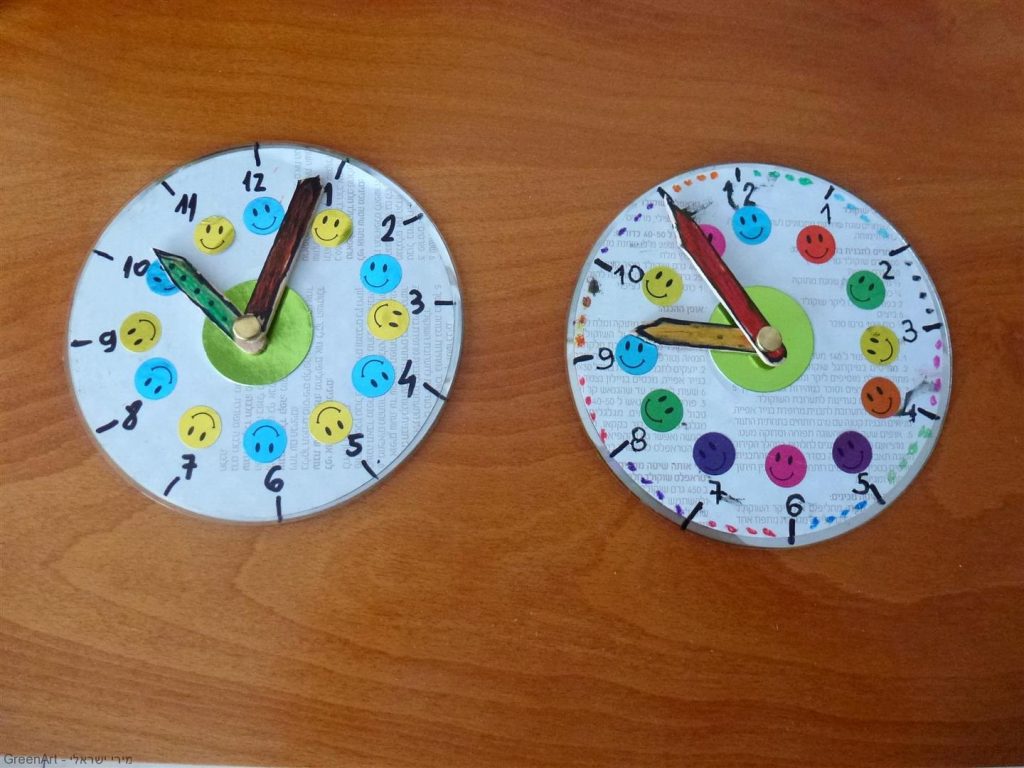 יצירת שעון עם מחוגים מסתובבים מחומרים ממוחזרים