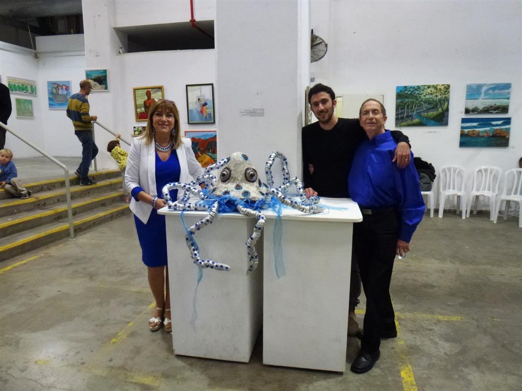 עם בני תומר ובעלי באירוע הפתיחה לתערוכה האקטיבית אביב 2017 במרכז עמיעד ביפו