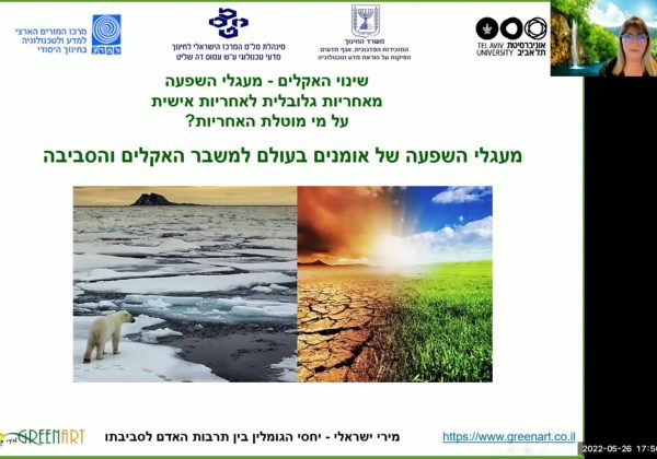 הרצאה למורים למדעים ביום עיון מקוון בנושא חינוך אקלימי – שינוי האקלים ומעגלי השפעה – מאחריות גלובלית לאחריות אישית